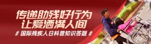 红色写实唯美风格政府组织国际残疾人日知识答题活动banner