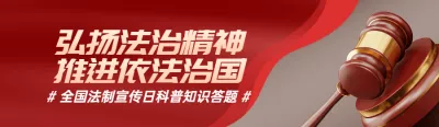 红色写实风格政府组织全国法制宣传日知识答题活动banner