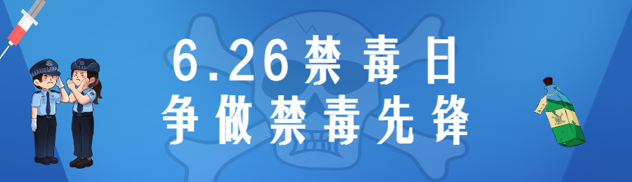 蓝色插画风格国际禁毒日投票活动海报