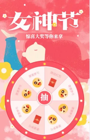 女神节，惊喜大奖等你来拿，大转盘抽奖活动