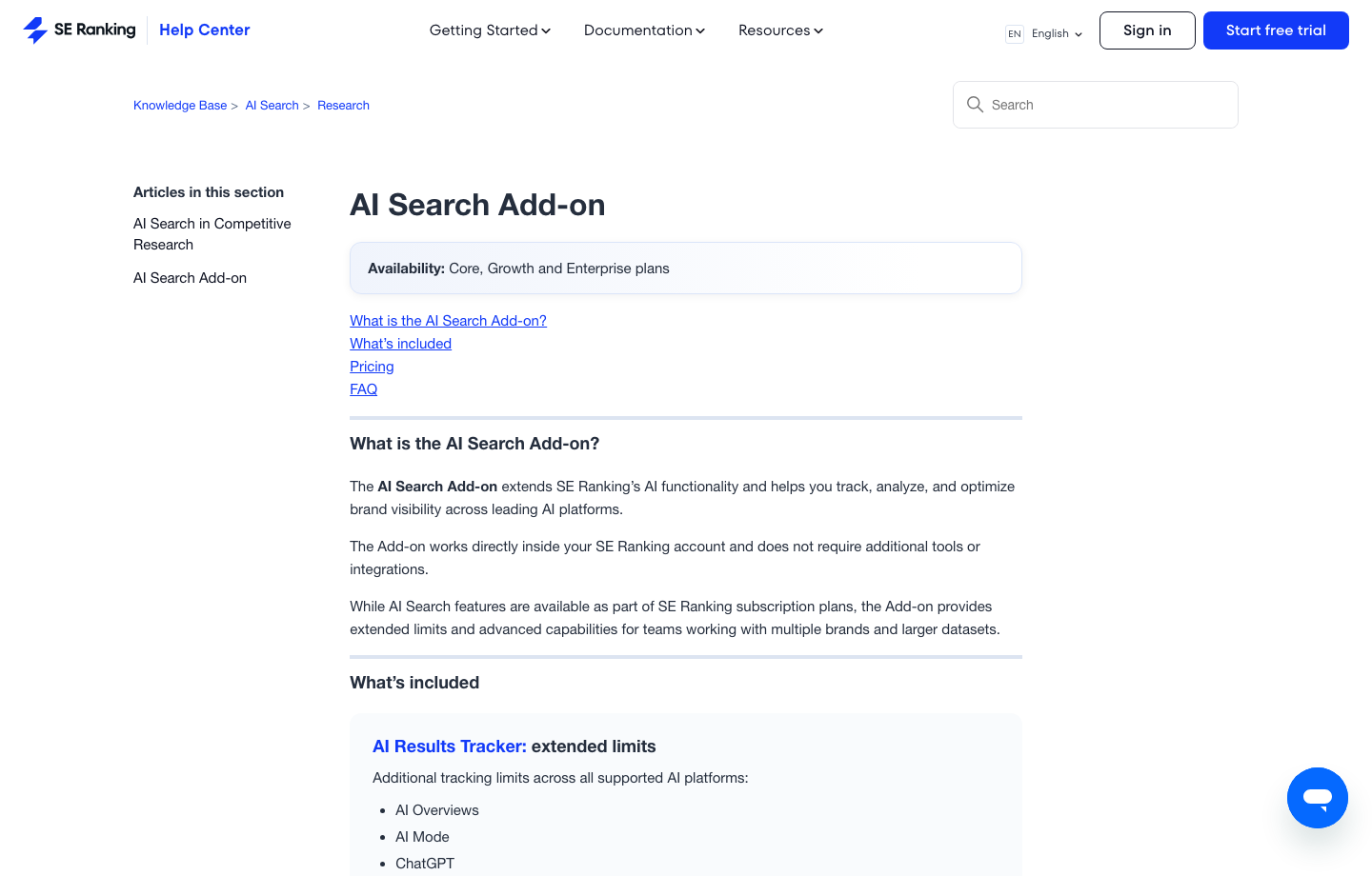 SE Ranking AI Search Add-on 是什么?AI 搜索可见度功能详解