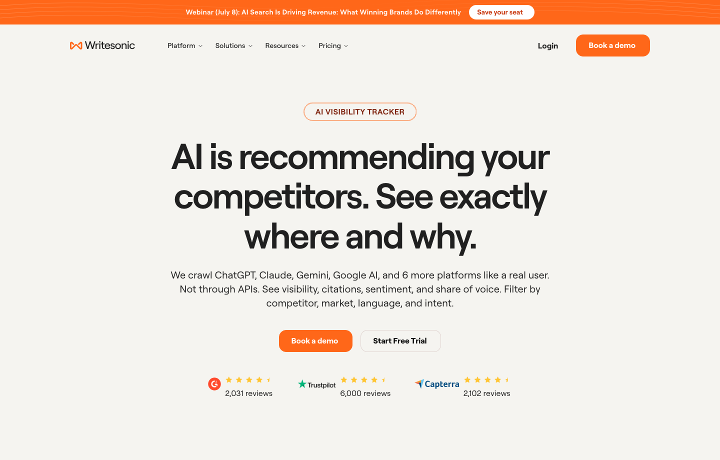 Writesonic AI Visibility Tracker 是什么?GEO 平台功能详解