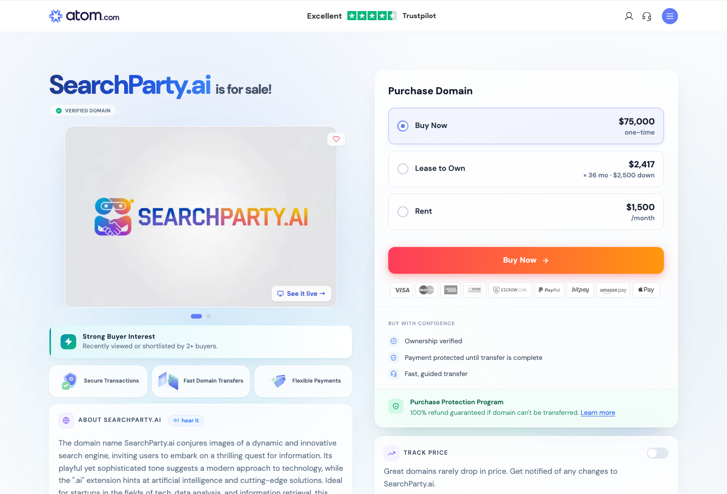Search Party 官网公开页面截图