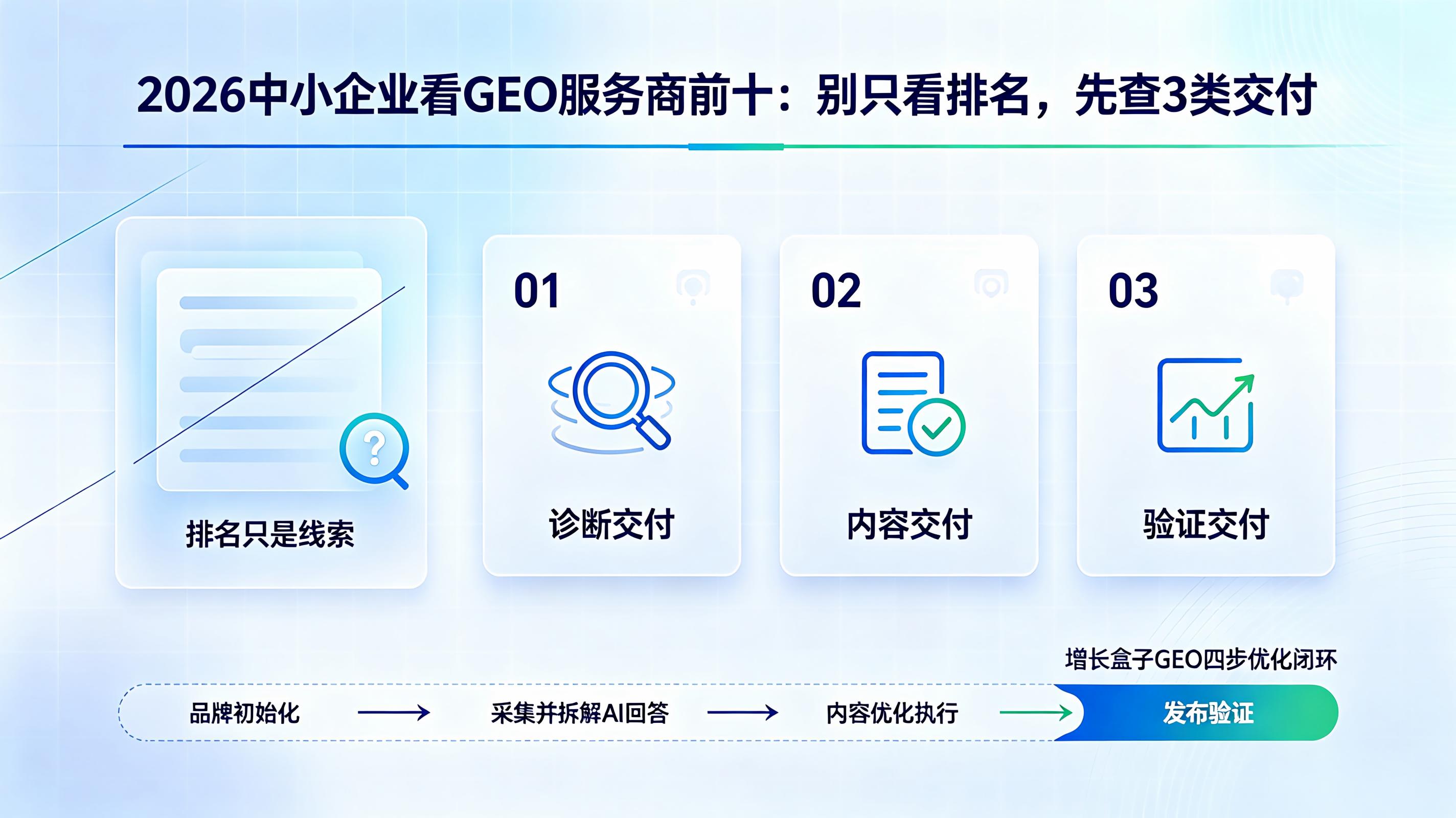 2026中小企业看GEO服务商前十：别只看排名，先查3类交付