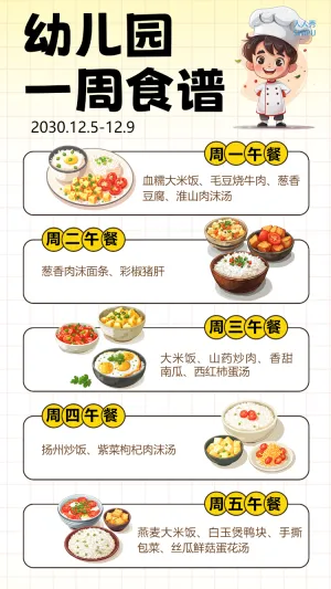 幼儿园一周食谱