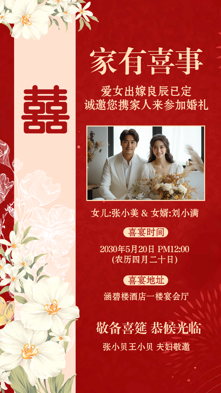 父母邀请函婚礼结婚请柬请贴父母邀请方案