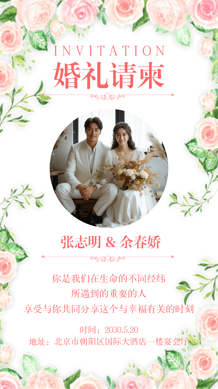 小清新婚礼邀请函结婚请柬请帖