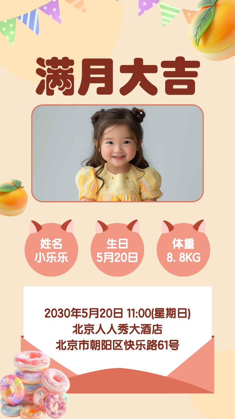 满月宴邀请函宝宝生日宴邀请函百日宴请柬