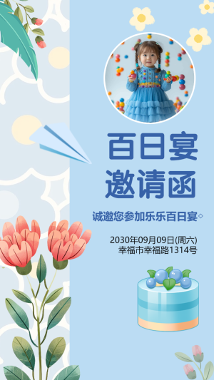 寶寶百日宴滿月酒生日宴邀請函h5