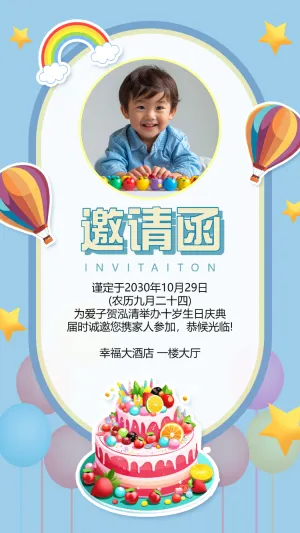 生日派对邀请函生日会请帖生日快乐生日贺卡生日宴