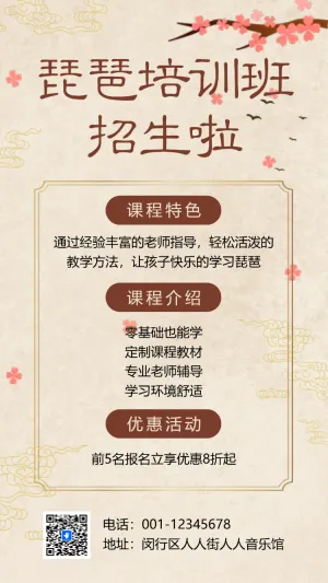 琵琶培训班乐器培训班招生音乐培训班