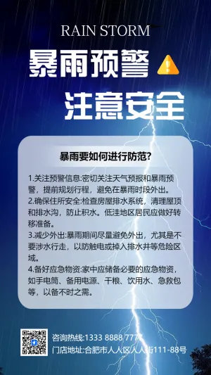 物业社区天气预报暴雨天安全避险指南出行温馨提醒