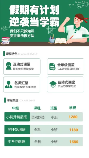 春季招生初高中课后托管班招生宣传卡通插画手机海报