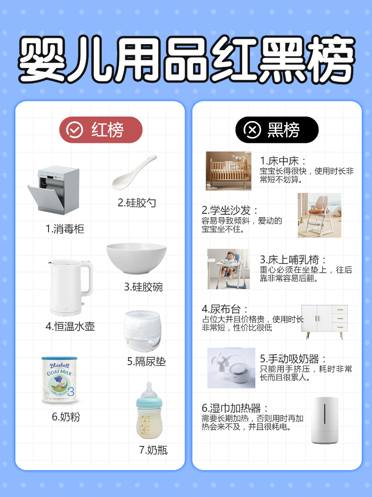 母婴婴儿用品红黑榜对比图