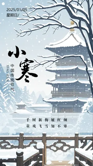 清新二十四节气小寒习俗介绍小寒节气企业宣传