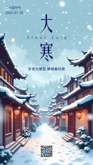 卡通风二十四节气大寒中国传统节气