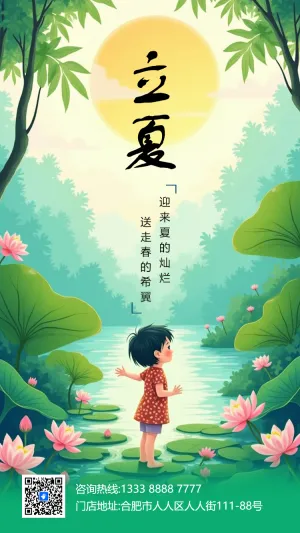 清新二十四节气立夏宣传