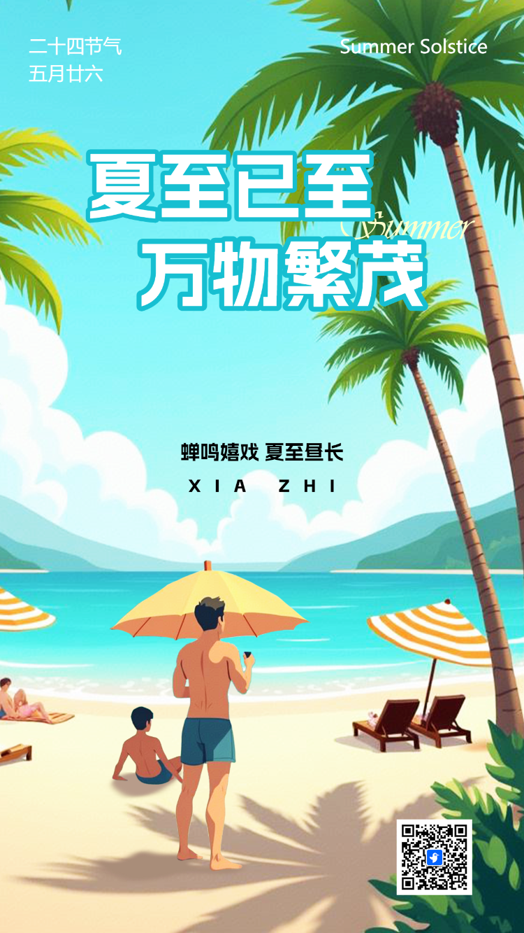 简约二十四节气夏至宣传习俗养生