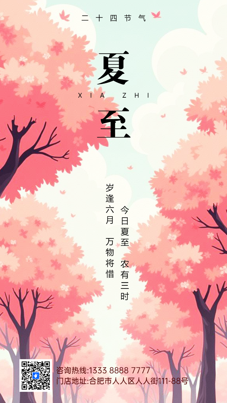 手绘清新传统节气夏至节气介绍节气祝福企业宣传
