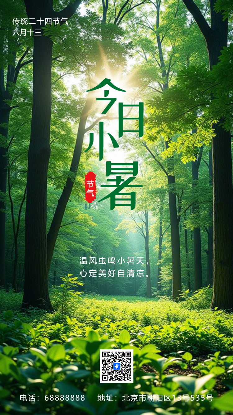 绿色二十四节气小暑宣传小暑习俗养生宣传