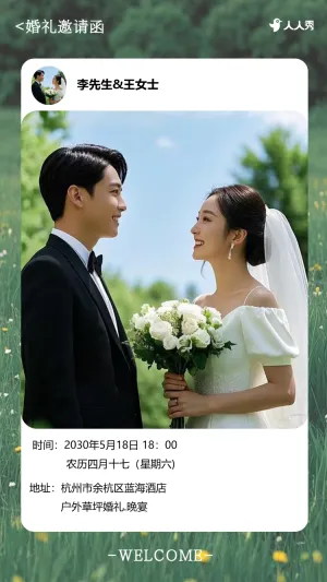 婚礼邀请函韩式时尚简约唯美婚礼请柬