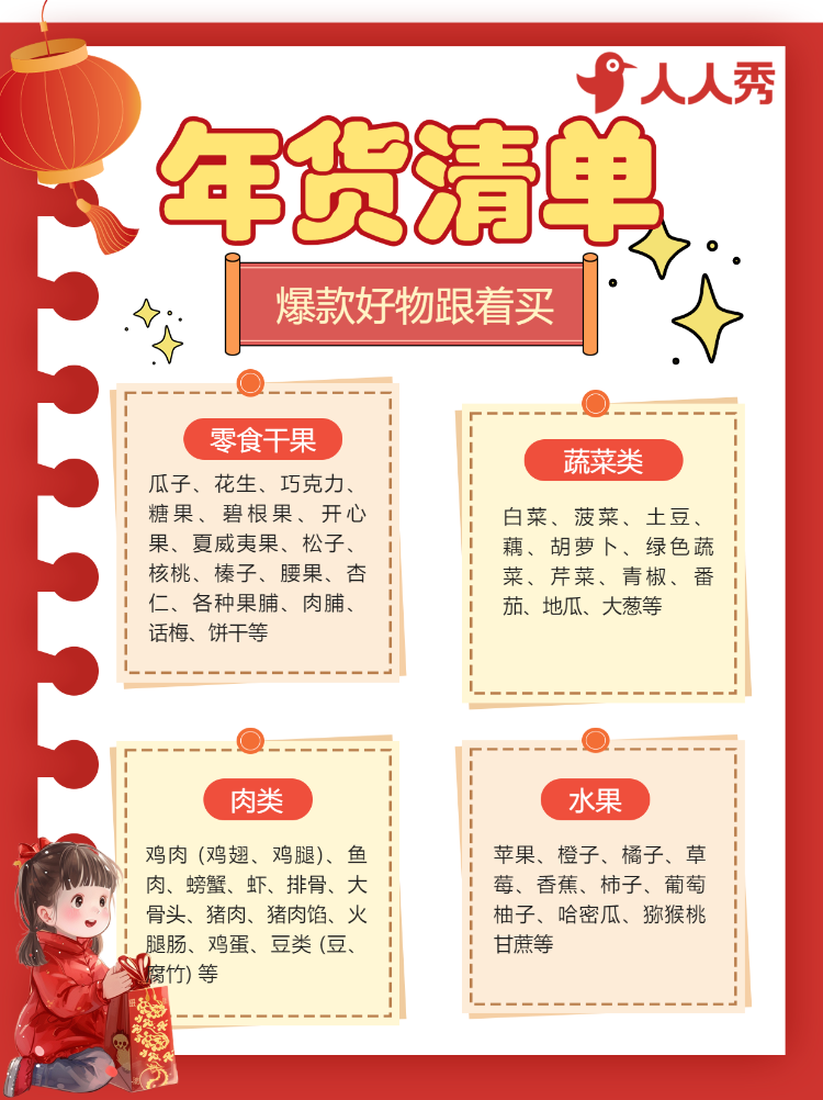 春节年货清单宣传