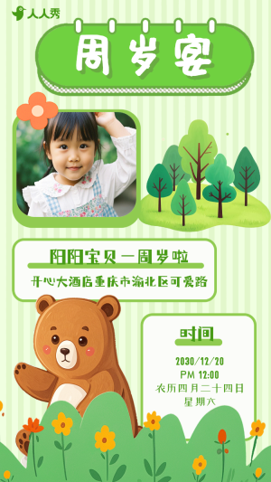 寶寶生日宴周歲宴邀請(qǐng)函生日快樂紅色喜慶