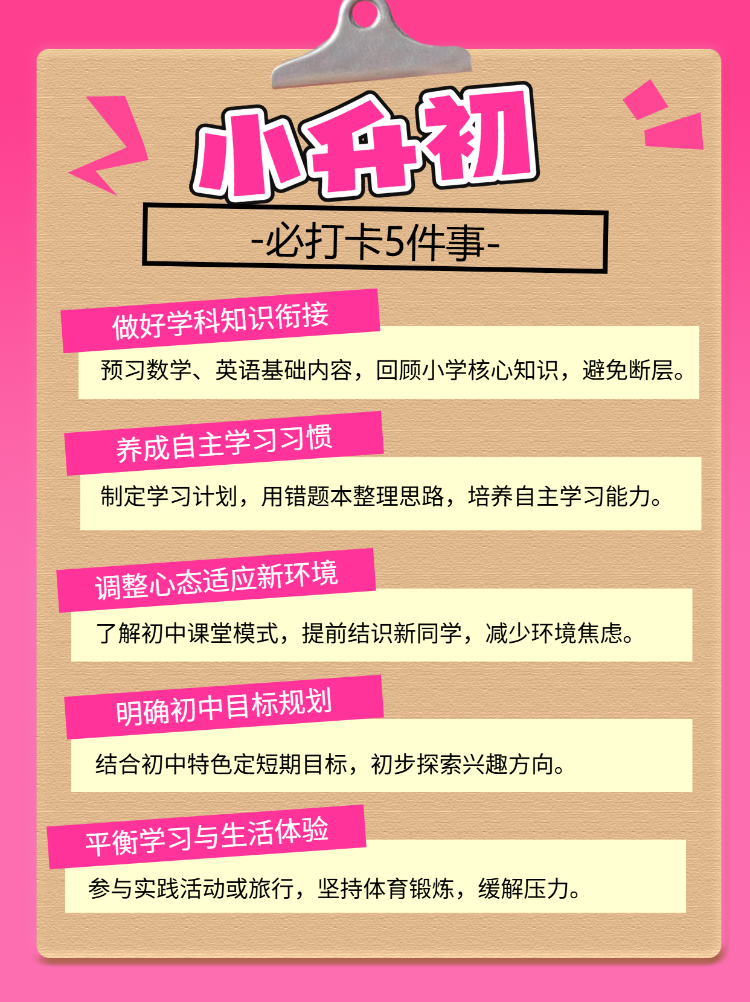小升初升学攻略知识