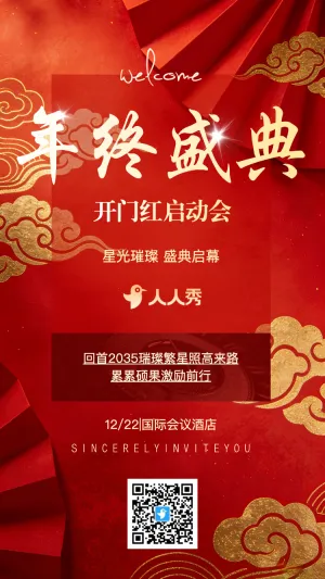 高端红色企业商务会议年会答谢会邀请函年终盛典